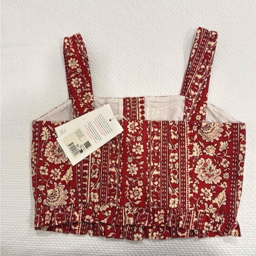 Sezane *TOP ONLY!* Heidi Blouse NWT! in Sara Red Colorway Size 2 - Picture 3 of 5